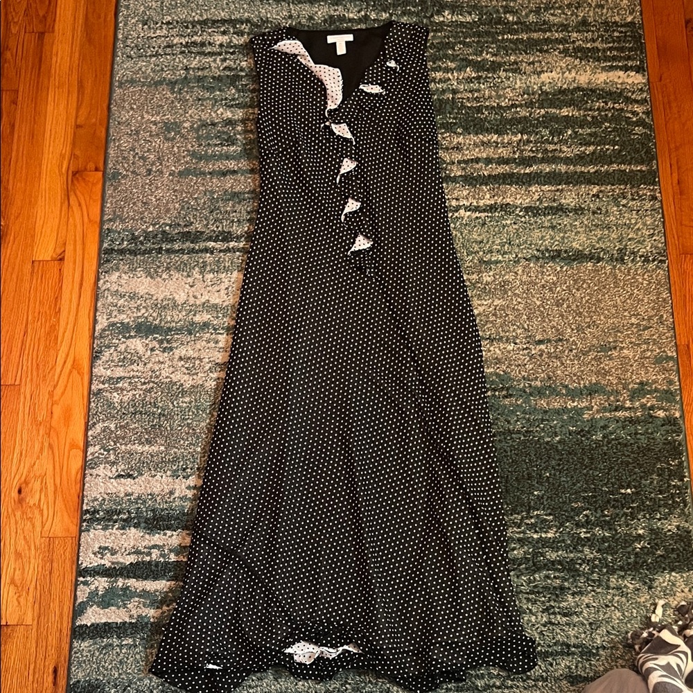Charter Club Black and White Polka Dot Maxi Dress